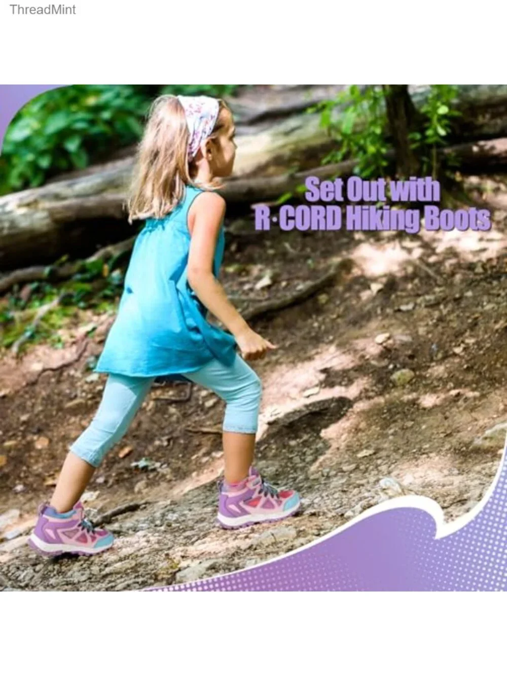 Kids Hiking Boots Waterproof Anti-Skid TPR Outsole Hook Loop Drawstring